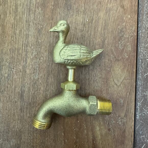 VINTAGE solid Brass Duck Fowl Outdoor Water Spout Spigot Decorative Accent - Picture 1 of 8